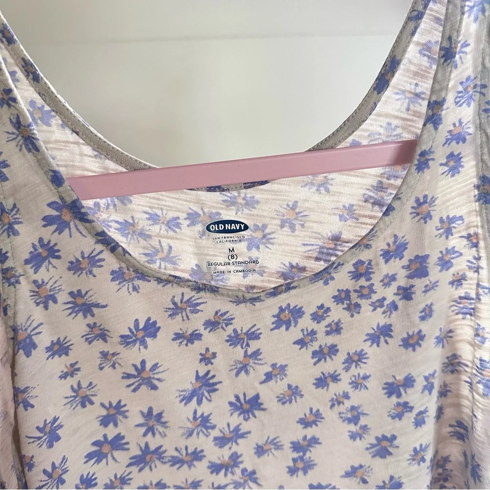 Old Navy Lilac Blue Grey Floral Camisole Scoop Neck Tank Top